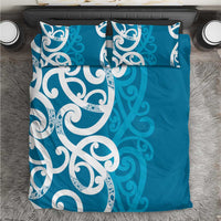 Azure Blue Maori Bedding Set Koru Kowhaiwhai - Polynesian Pride