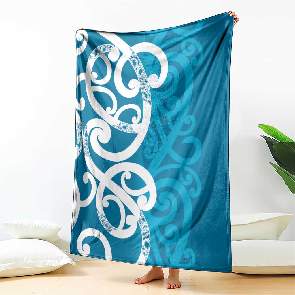 Azure Blue Maori Blanket Koru Kowhaiwhai - Polynesian Pride