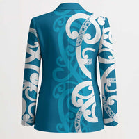 Azure Blue Maori Blazer Koru Kowhaiwhai - Polynesian Pride