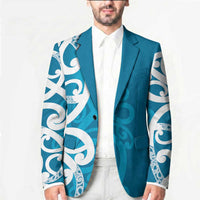 Azure Blue Maori Blazer Koru Kowhaiwhai - Polynesian Pride