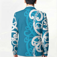 Azure Blue Maori Blazer Koru Kowhaiwhai - Polynesian Pride