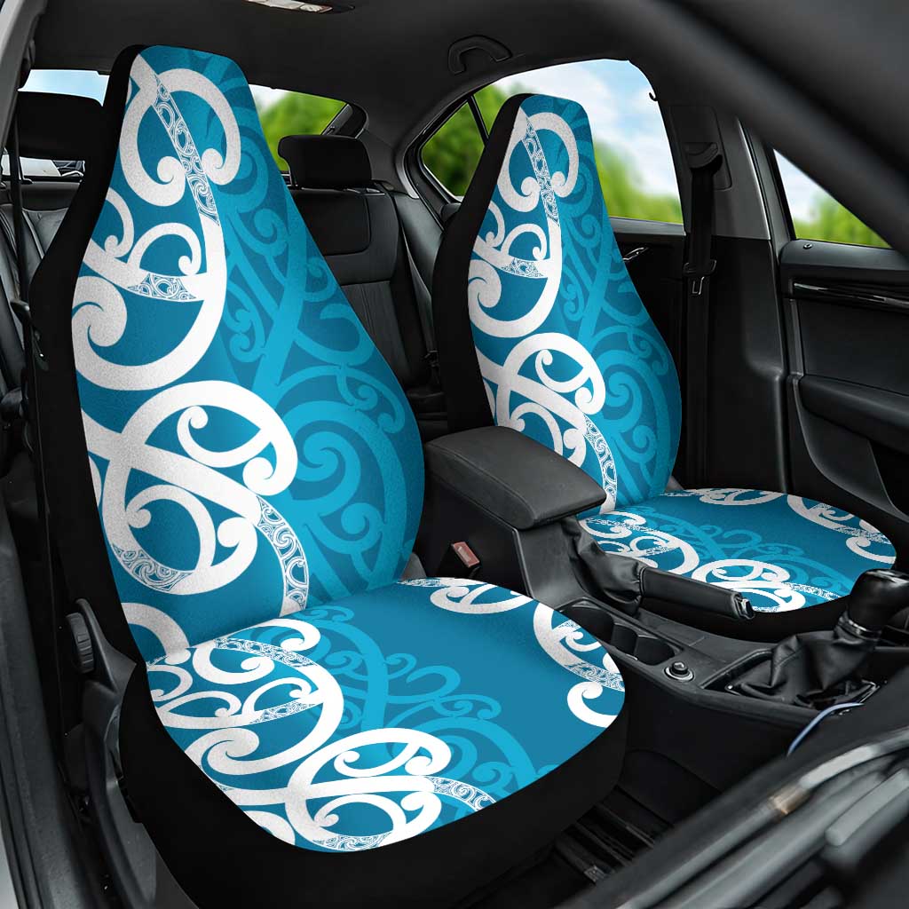 Azure Blue Maori Car Seat Cover Koru Kowhaiwhai - Polynesian Pride
