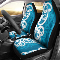 Azure Blue Maori Car Seat Cover Koru Kowhaiwhai - Polynesian Pride