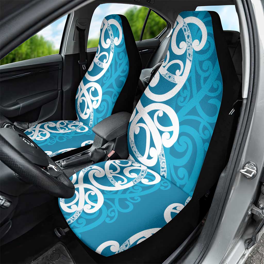 Azure Blue Maori Car Seat Cover Koru Kowhaiwhai - Polynesian Pride