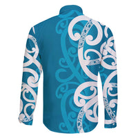 Azure Blue Maori Family Matching Puletasi and Hawaiian Shirt Koru Kowhaiwhai LT7 - Polynesian Pride