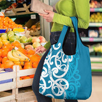 Azure Blue Maori Grocery Bag Koru Kowhaiwhai - Polynesian Pride