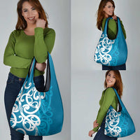 Azure Blue Maori Grocery Bag Koru Kowhaiwhai - Polynesian Pride