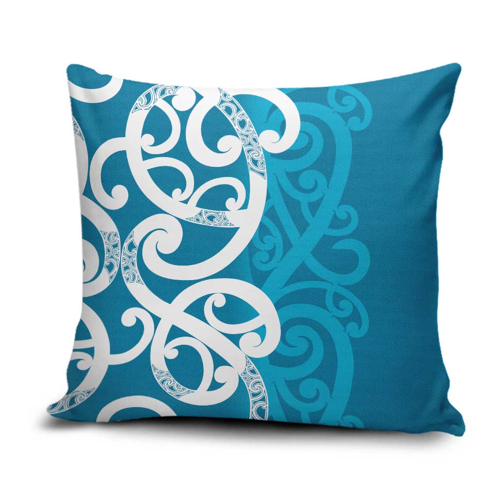 Azure Blue Maori Pillow Cover Koru Kowhaiwhai - Polynesian Pride