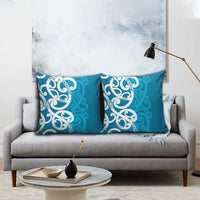 Azure Blue Maori Pillow Cover Koru Kowhaiwhai - Polynesian Pride