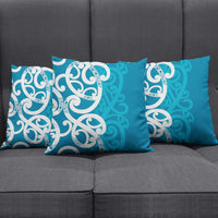 Azure Blue Maori Pillow Cover Koru Kowhaiwhai - Polynesian Pride