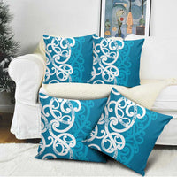 Azure Blue Maori Pillow Cover Koru Kowhaiwhai - Polynesian Pride