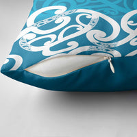 Azure Blue Maori Pillow Cover Koru Kowhaiwhai - Polynesian Pride