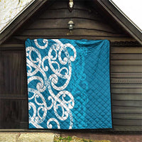 Azure Blue Maori Quilt Koru Kowhaiwhai - Polynesian Pride