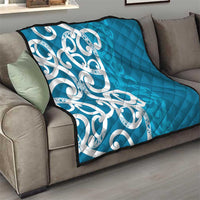 Azure Blue Maori Quilt Koru Kowhaiwhai - Polynesian Pride