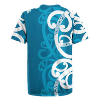 Azure Blue Maori Rugby Jersey Koru Kowhaiwhai - Polynesian Pride