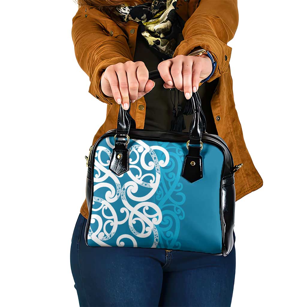 Azure Blue Maori Shoulder Handbag Koru Kowhaiwhai - Polynesian Pride