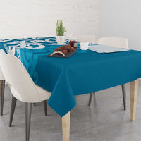 Azure Blue Maori Tablecloth Koru Kowhaiwhai - Polynesian Pride