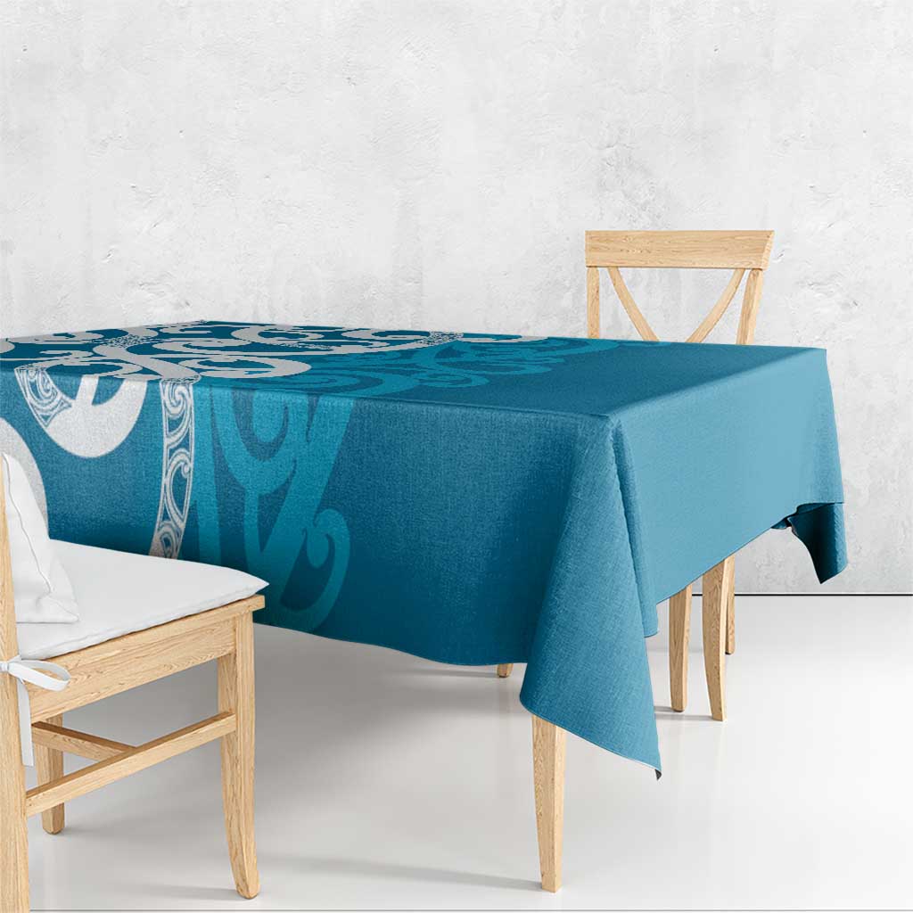 Azure Blue Maori Tablecloth Koru Kowhaiwhai - Polynesian Pride