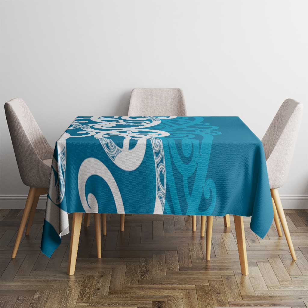 Azure Blue Maori Tablecloth Koru Kowhaiwhai - Polynesian Pride