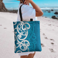 Azure Blue Maori Tote Bag Koru Kowhaiwhai - Polynesian Pride