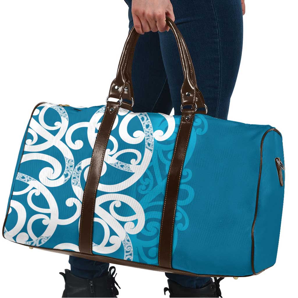 Azure Blue Maori Travel Bag Koru Kowhaiwhai - Polynesian Pride