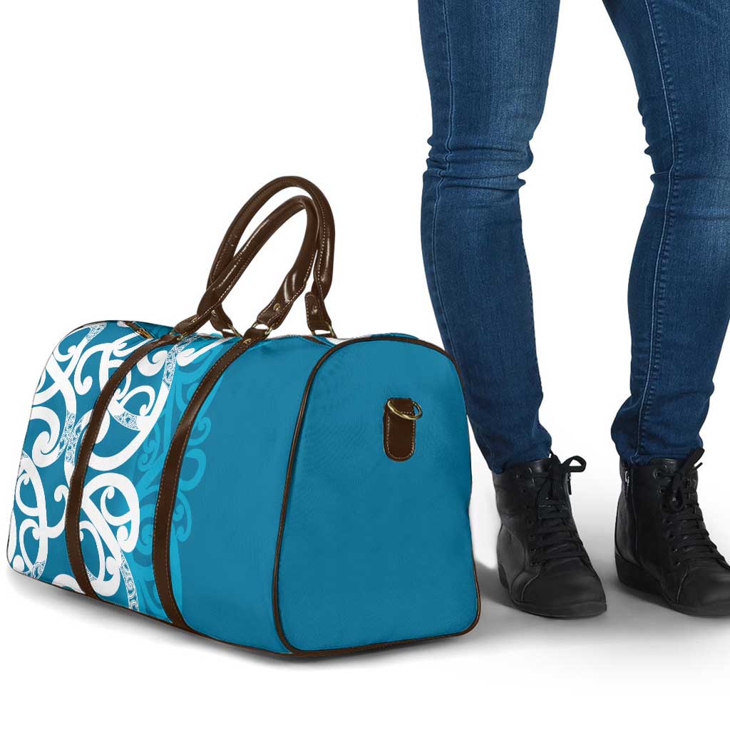 Azure Blue Maori Travel Bag Koru Kowhaiwhai - Polynesian Pride