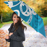Azure Blue Maori Umbrella Koru Kowhaiwhai LT7 - Polynesian Pride