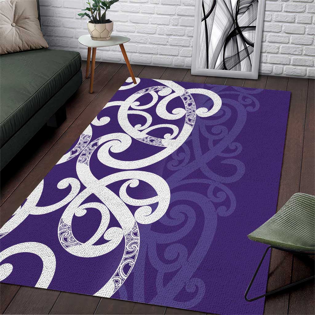 Violet Green Maori Area Rug Koru Kowhaiwhai - Polynesian Pride