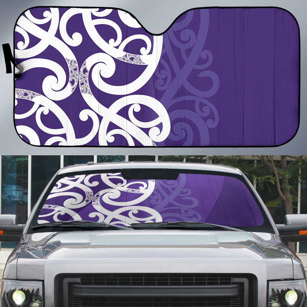Violet Green Maori Auto Sun Shade Koru Kowhaiwhai - Polynesian Pride