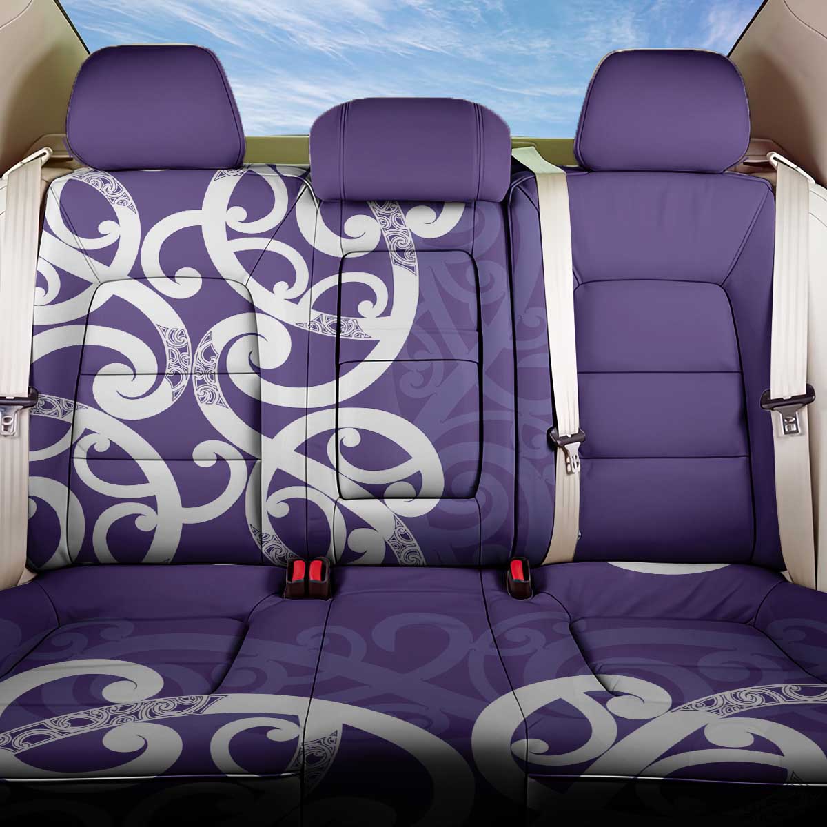 Violet Green Maori Back Car Seat Cover Koru Kowhaiwhai - Polynesian Pride