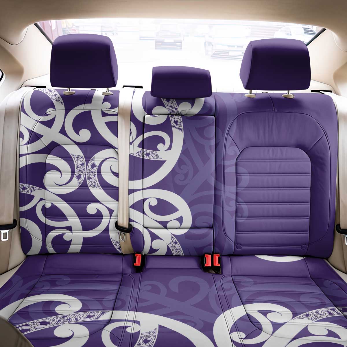 Violet Green Maori Back Car Seat Cover Koru Kowhaiwhai - Polynesian Pride