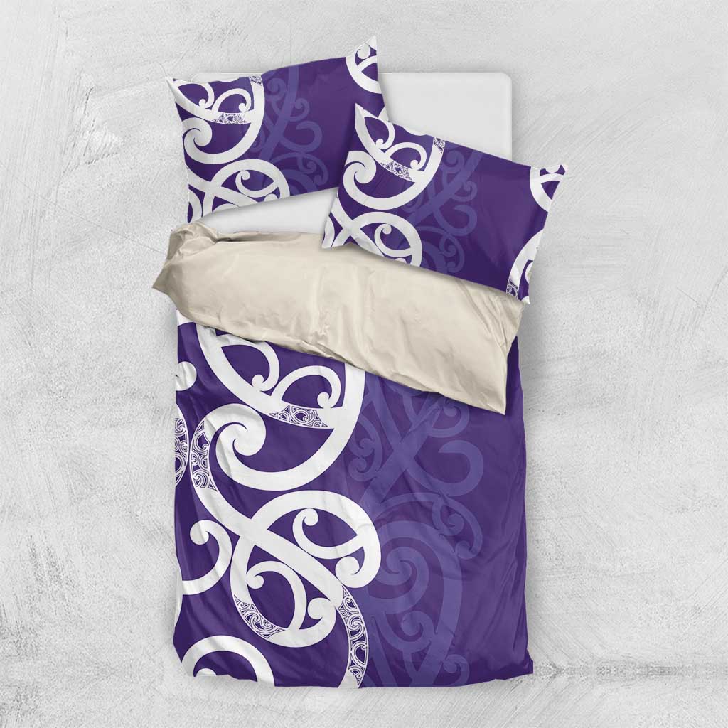 Violet Green Maori Bedding Set Koru Kowhaiwhai - Polynesian Pride