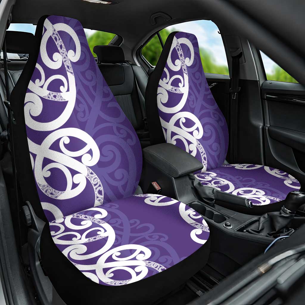 Violet Green Maori Car Seat Cover Koru Kowhaiwhai - Polynesian Pride
