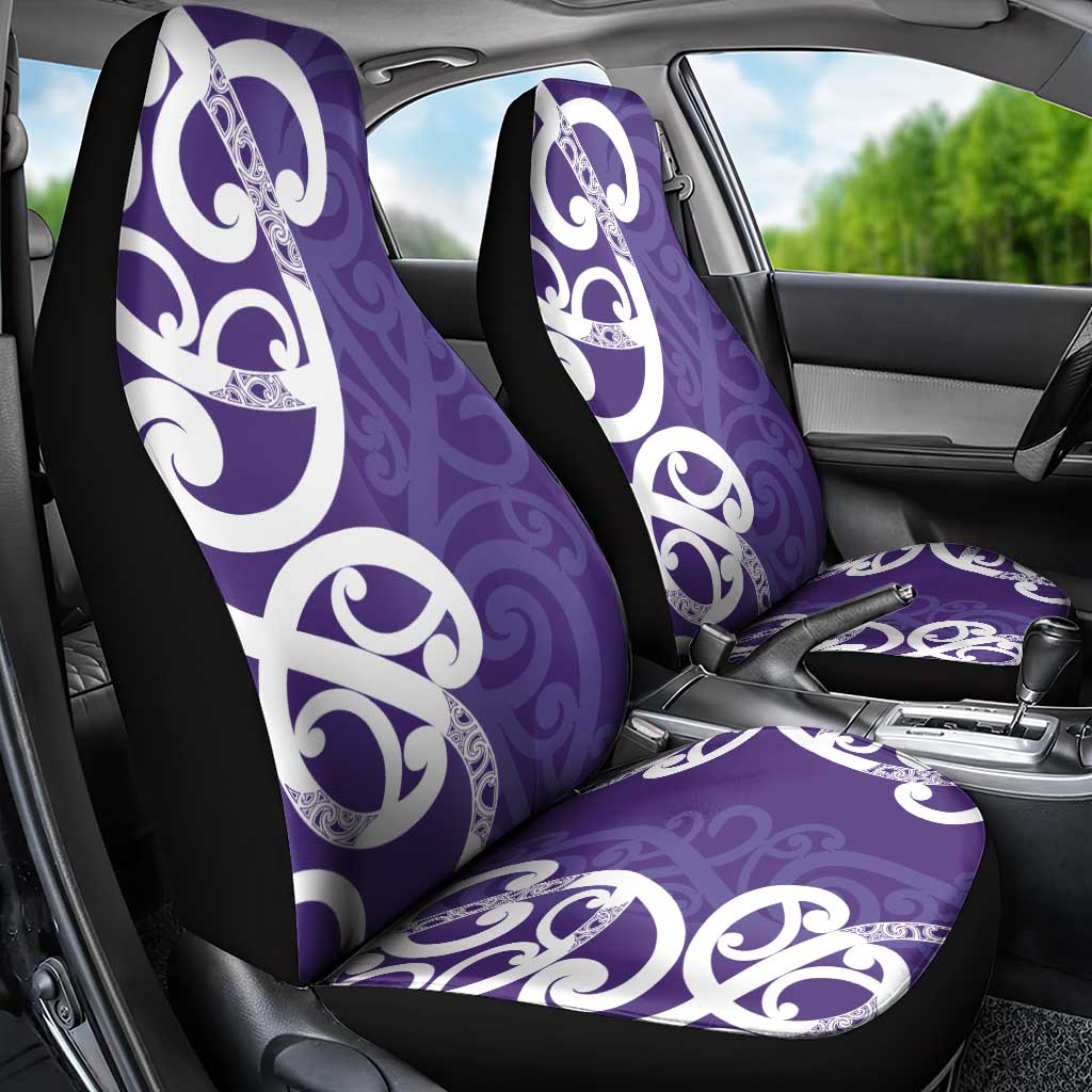 Violet Green Maori Car Seat Cover Koru Kowhaiwhai - Polynesian Pride