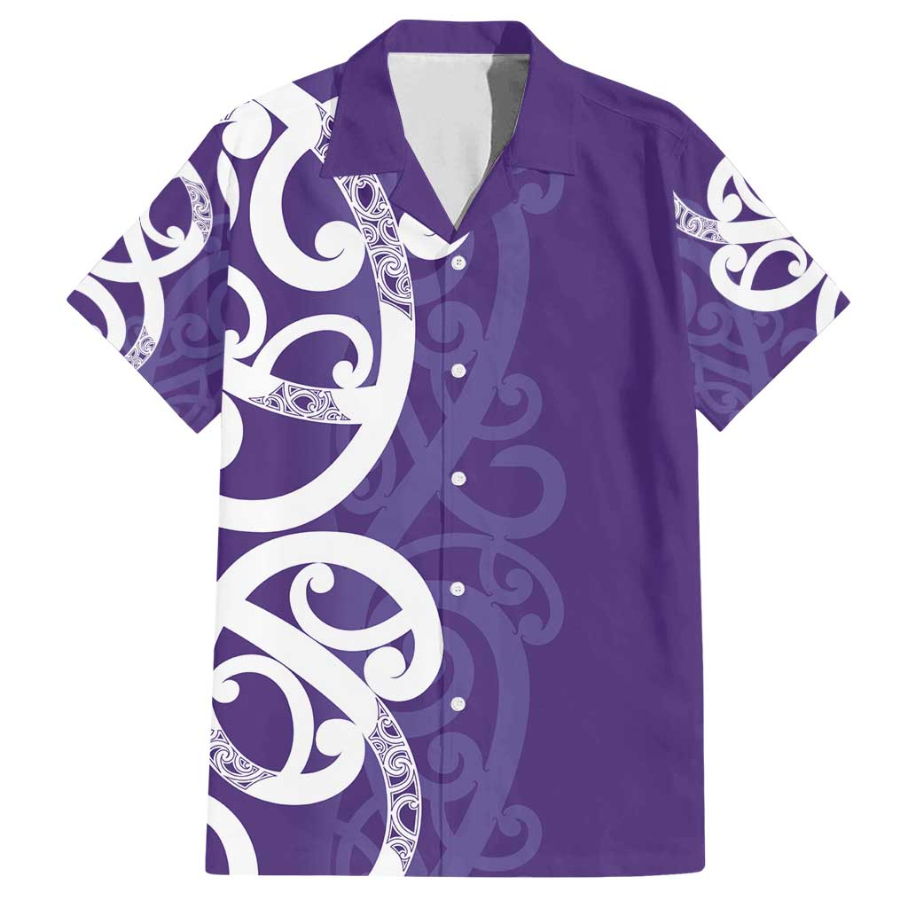 Violet Green Maori Family Matching Long Sleeve Bodycon Dress and Hawaiian Shirt Koru Kowhaiwhai - Polynesian Pride
