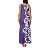 Violet Green Maori Family Matching Tank Maxi Dress and Hawaiian Shirt Koru Kowhaiwhai - Polynesian Pride