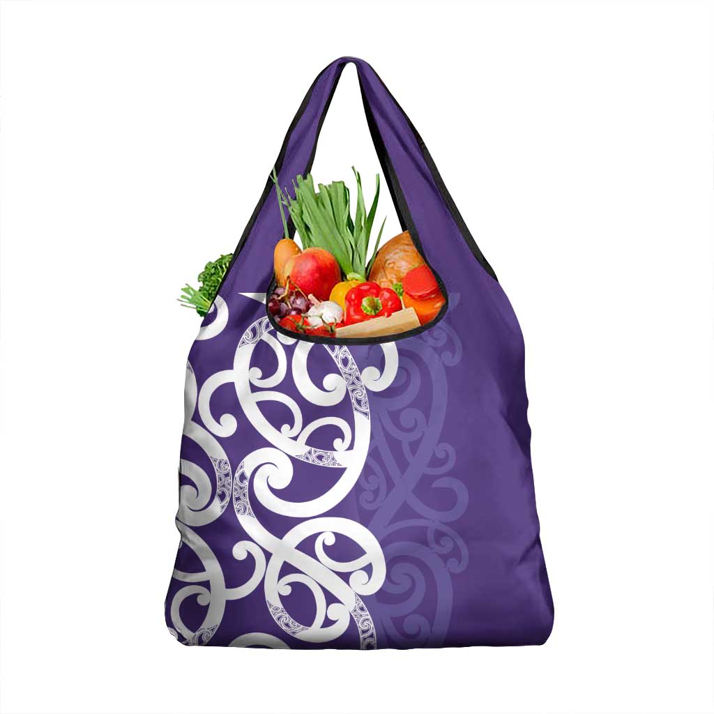 Violet Green Maori Grocery Bag Koru Kowhaiwhai - Polynesian Pride