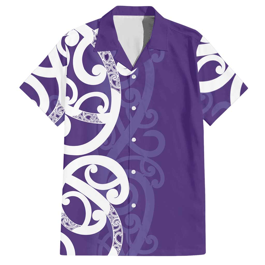 Violet Green Maori Hawaiian Shirt Koru Kowhaiwhai LT7 Violet - Polynesian Pride