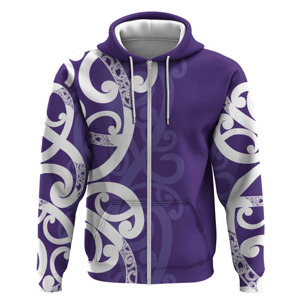 Violet Green Maori Hoodie Koru Kowhaiwhai - Polynesian Pride