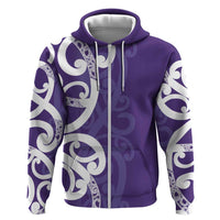 Violet Green Maori Hoodie Koru Kowhaiwhai - Polynesian Pride