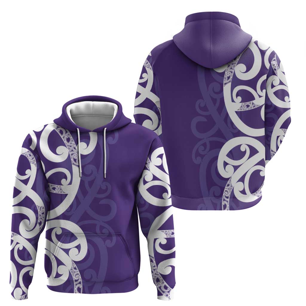 Violet Green Maori Hoodie Koru Kowhaiwhai - Polynesian Pride