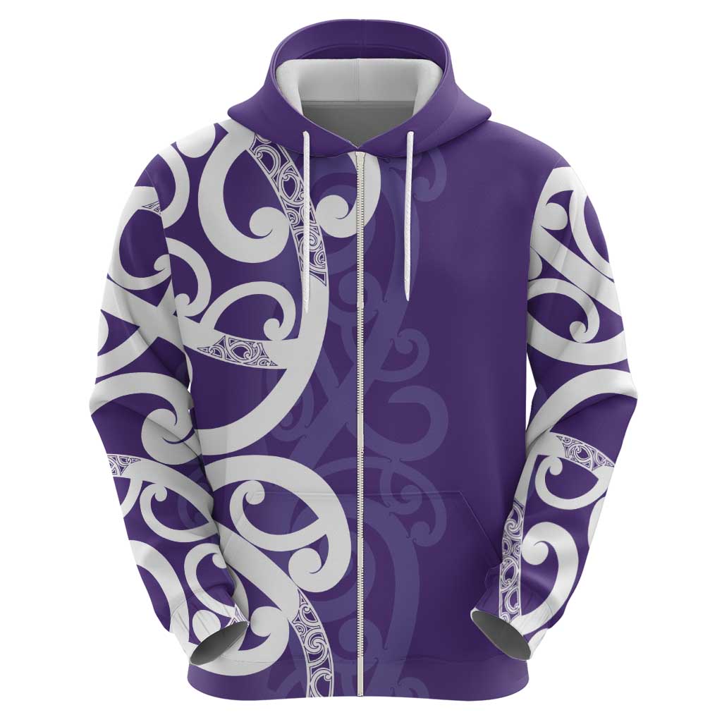 Violet Green Maori Hoodie Koru Kowhaiwhai - Polynesian Pride