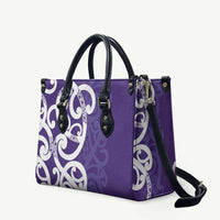 Violet Green Maori Leather Bag Koru Kowhaiwhai - Polynesian Pride