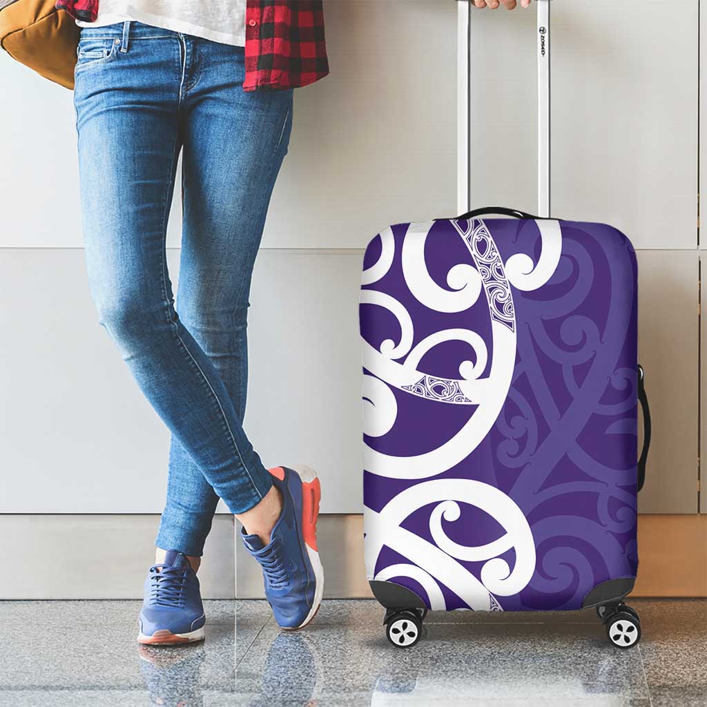 Violet Green Maori Luggage Cover Koru Kowhaiwhai - Polynesian Pride