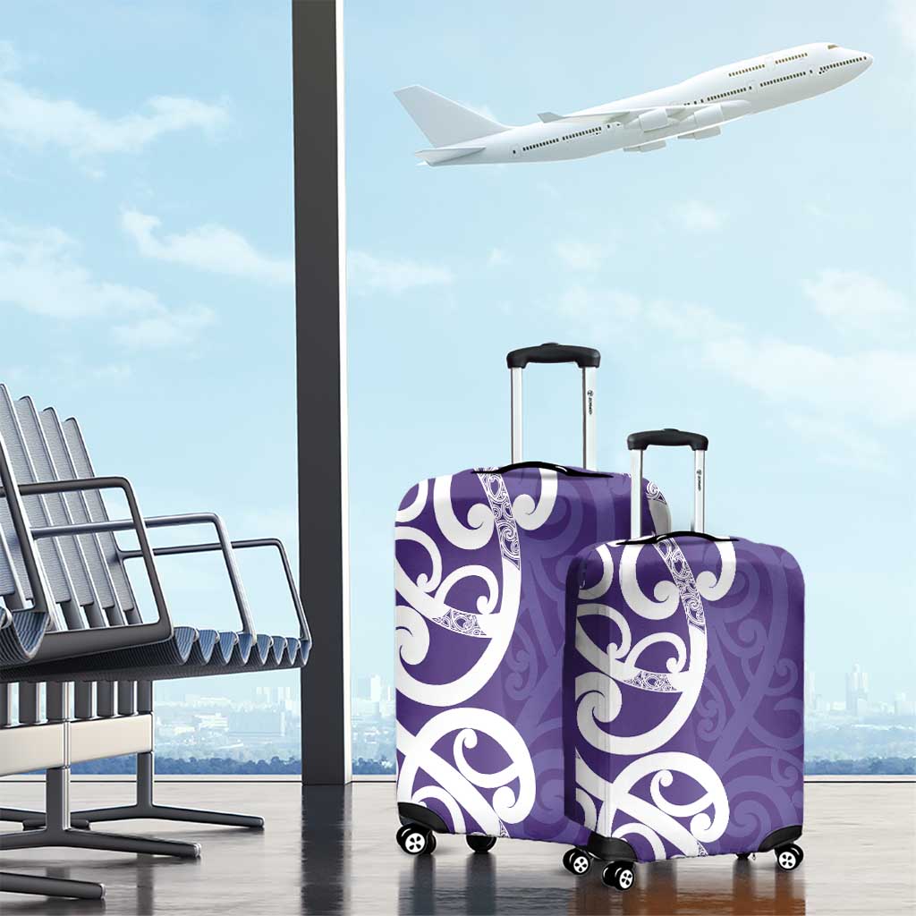 Violet Green Maori Luggage Cover Koru Kowhaiwhai - Polynesian Pride