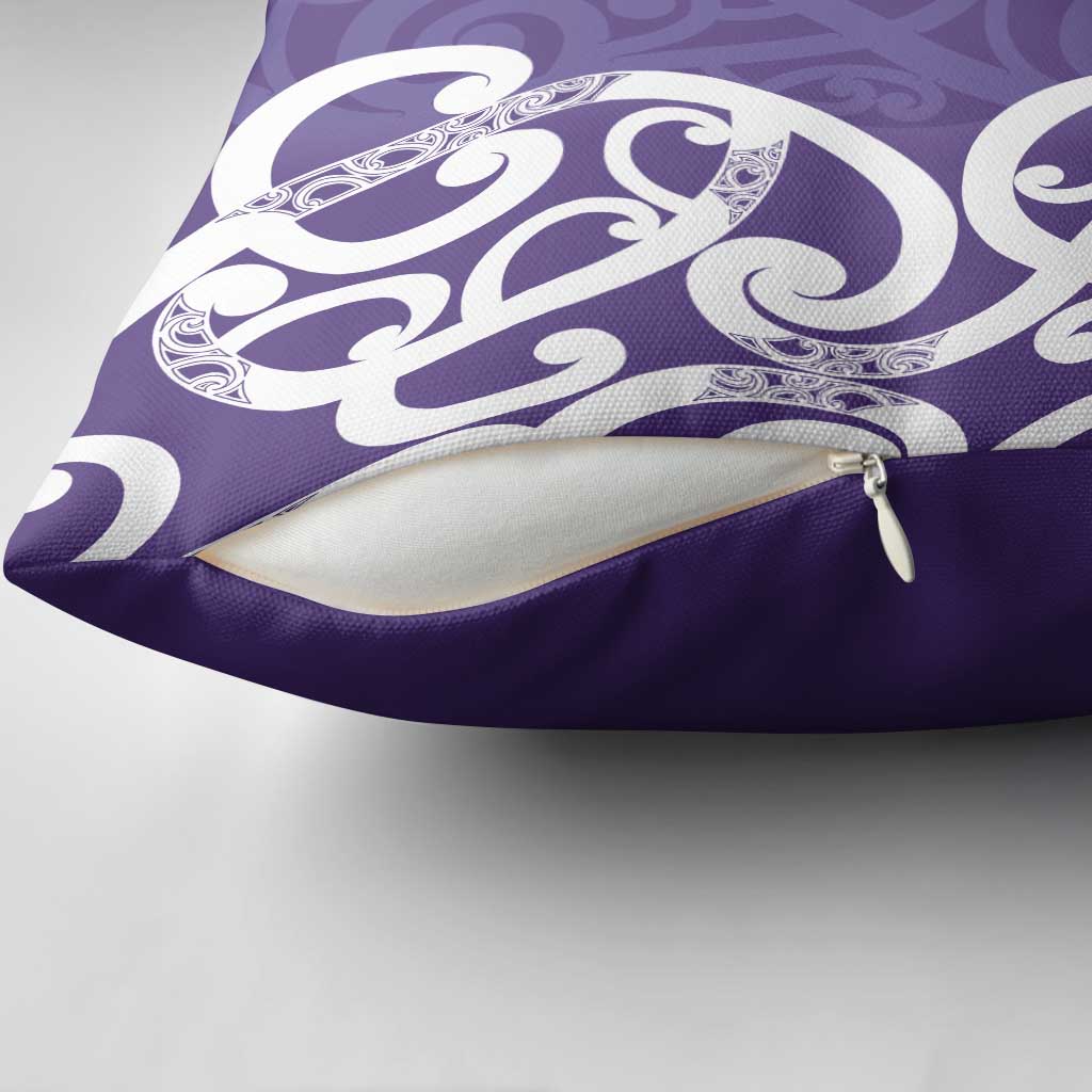 Violet Green Maori Pillow Cover Koru Kowhaiwhai - Polynesian Pride