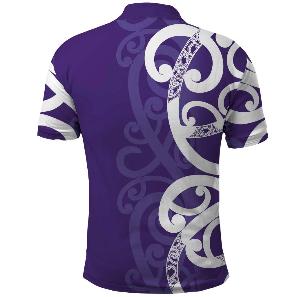 Violet Green Maori Polo Shirt Koru Kowhaiwhai - Polynesian Pride