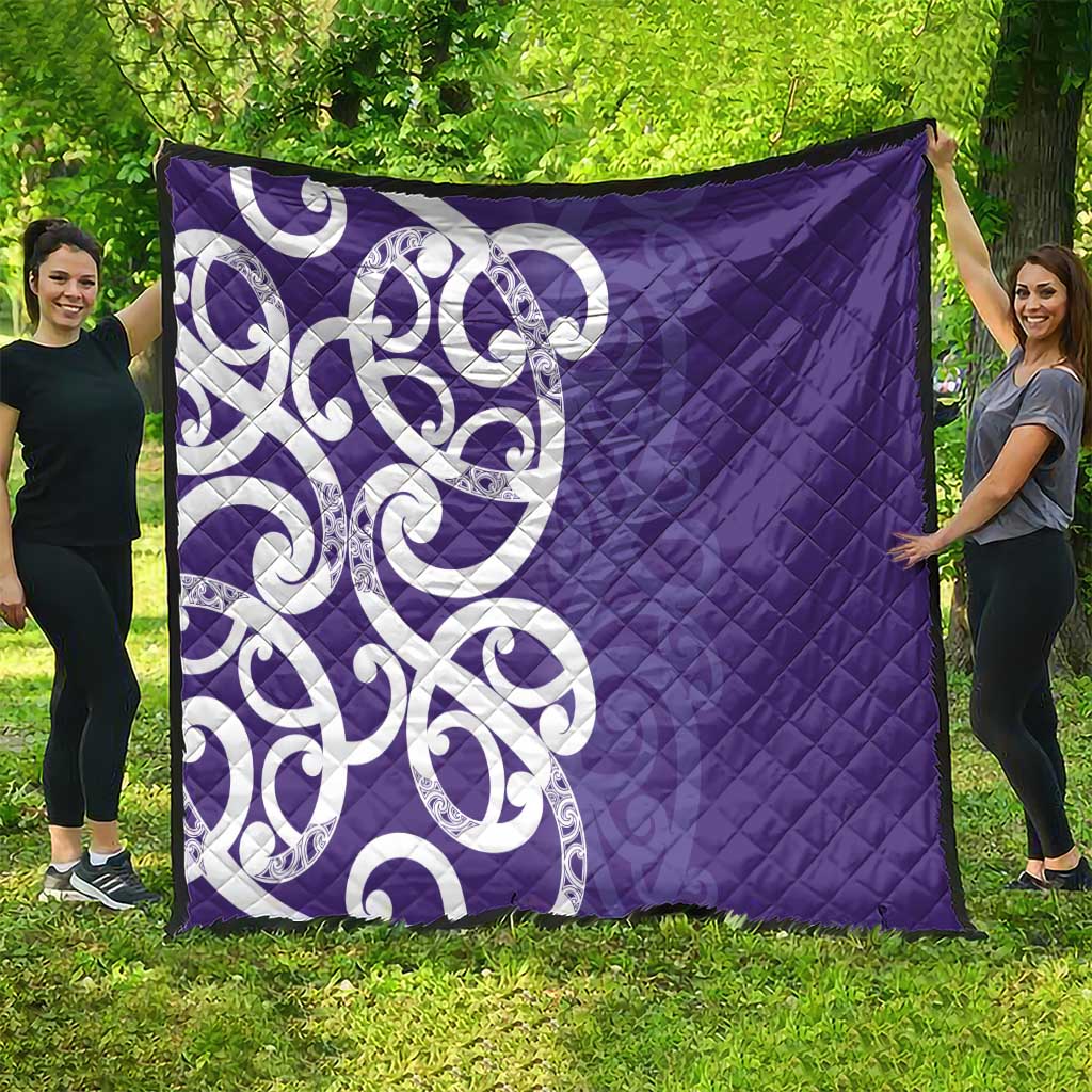 Violet Green Maori Quilt Koru Kowhaiwhai - Polynesian Pride