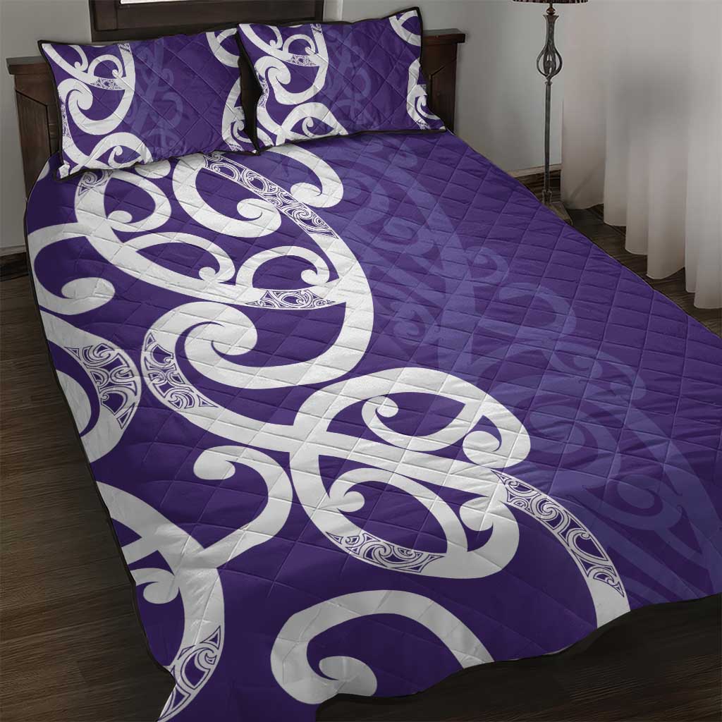 Violet Green Maori Quilt Bed Set Koru Kowhaiwhai LT7 Violet - Polynesian Pride