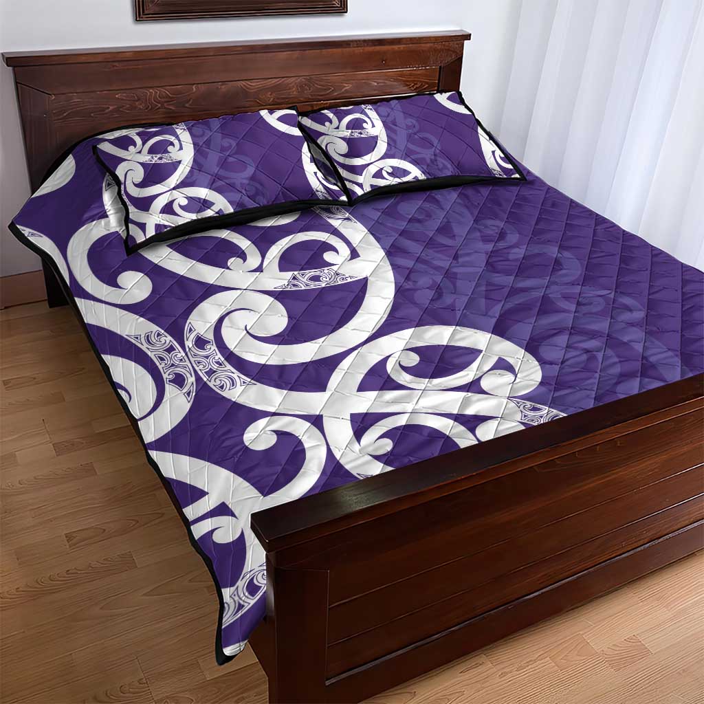 Violet Green Maori Quilt Bed Set Koru Kowhaiwhai LT7 - Polynesian Pride